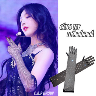  Găng tay đính đá lấp lánh bling bling bao tay ren lưới sexy dự tiệc đi diễn mặc đầm chụp ảnh - OK - TT 