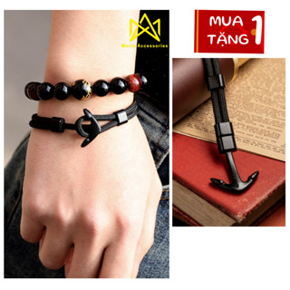Vòng đeo tay nam mỏ neo unisex  Merin Accessories chất liệu vải đen tự điều chỉnh  - Vòng tay Tổng Hợp