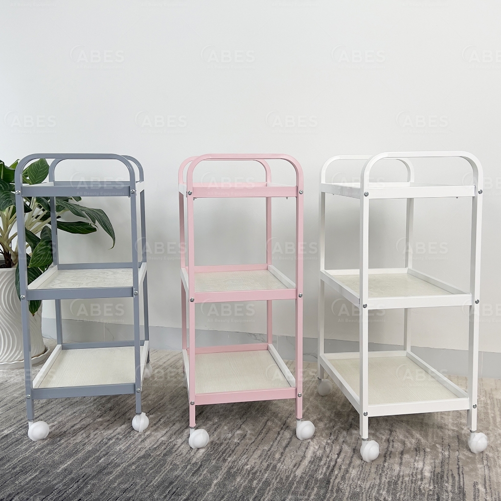 Xe đẩy spa 3 tầng HMTL-5050, Kệ xe đẩy spa, Kệ spa mặt gỗ | TL-030