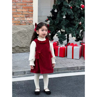 Set váy yếm kèm áo nỉ bông cho bé, set váy đỏ mặc tết cho bé gái, váy nhung đỏ mặc tết cho bé