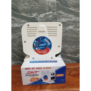 Biến áp nhựa treo tường 600va của dnt nhựa trắng. input 220v- output 120v-100v