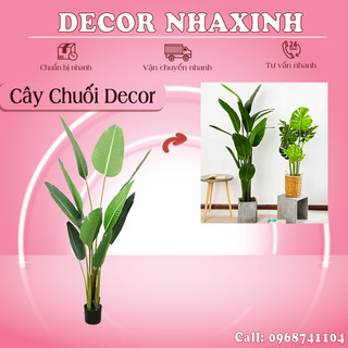 Cây decor, cây giả trang trí nhà, cây chuổi decor phòng bằng nhựa pvc cao cấp, cây chuối giả decor