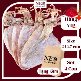 Set 4 con khô mực size 24-27 con/kg thượng hạng ngọt dày thịt NEO Hải Sản Khô