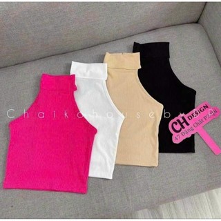 Áo Croptop Cổ Yếm Áo Kiểu Cổ Lọ Chất Thun Gân Siêu Xinh