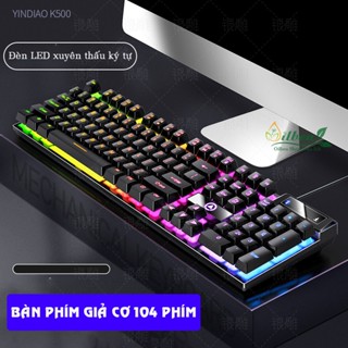 Bàn Phím Vi Tính Giả Cơ Gaming Có Đèn LED, Bàn Phím Máy Tính Có Dây 104 Phím K500