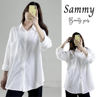 Áo sơ mi voan/lụa trắng không nhăn oversize AosmdaitaykhongnhanA235/PP0K44