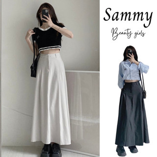 Chân váy chữ a dài, Chân váy xếp ly dáng dài kiểu dáng hàn quốc - Sammy house - Cv6906/p6k3