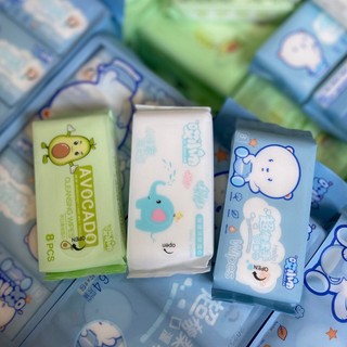 Set 8 gói khăn giấy uớt mini bỏ túi tiện lợi