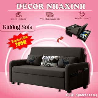 Sofa giường gấp gọn, giường sofa bed khung sắt tĩnh điện cao cấp, ghế sofa có hộc để đồ tặng kèm gối