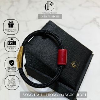 Vòng tay lu thống đá ngọc huyết pq phương quyên gems dây thắt