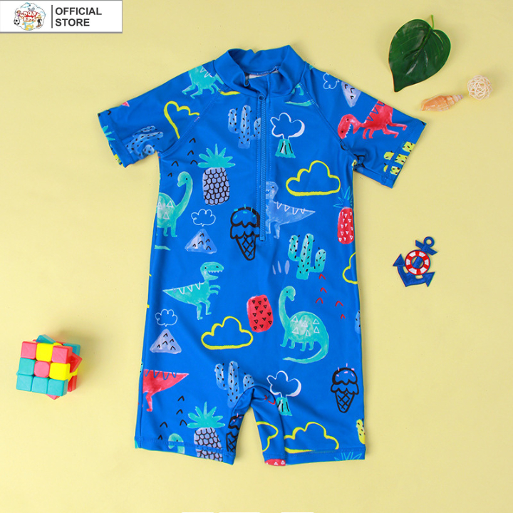 Bộ Đồ bơi trẻ em Kèm mũ che gáy hình Khủng long, Áo bơi cho bé - SPORTKIDS
