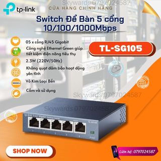 Bộ chia mạng switch 5 cổng gigabit tp-link tl-sg105 vỏ thép _chính hãng, mới 100%