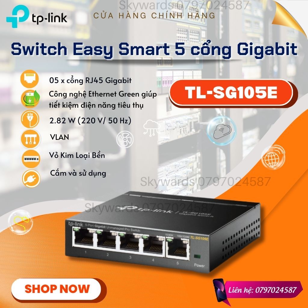 Switch Chia Mạng 5 cổng gigabit  TL - SG105E vỏ thép _mới 100%