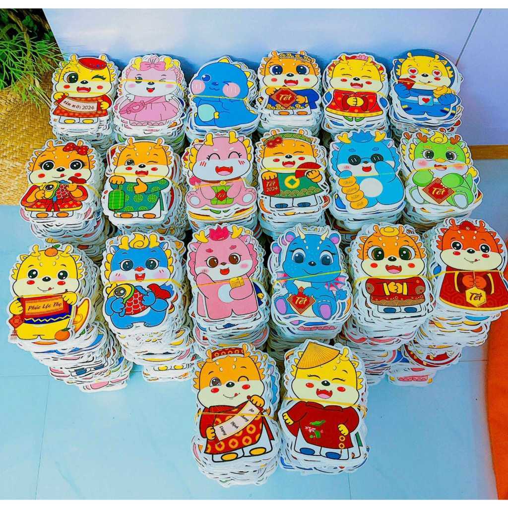 Bao lì xì Rồng phản quang mới nhất 2024 kute lấp lánh, chibi gấu dâu đáng yêu mix nhiều mẫu, Lì xì tết 2024 2023 dày dặn
