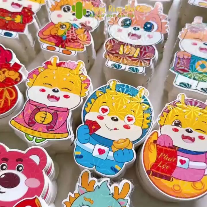 Bao lì xì Rồng phản quang mới nhất 2024 kute lấp lánh, chibi gấu dâu đáng yêu mix nhiều mẫu, Lì xì tết 2024 2023 dày dặn