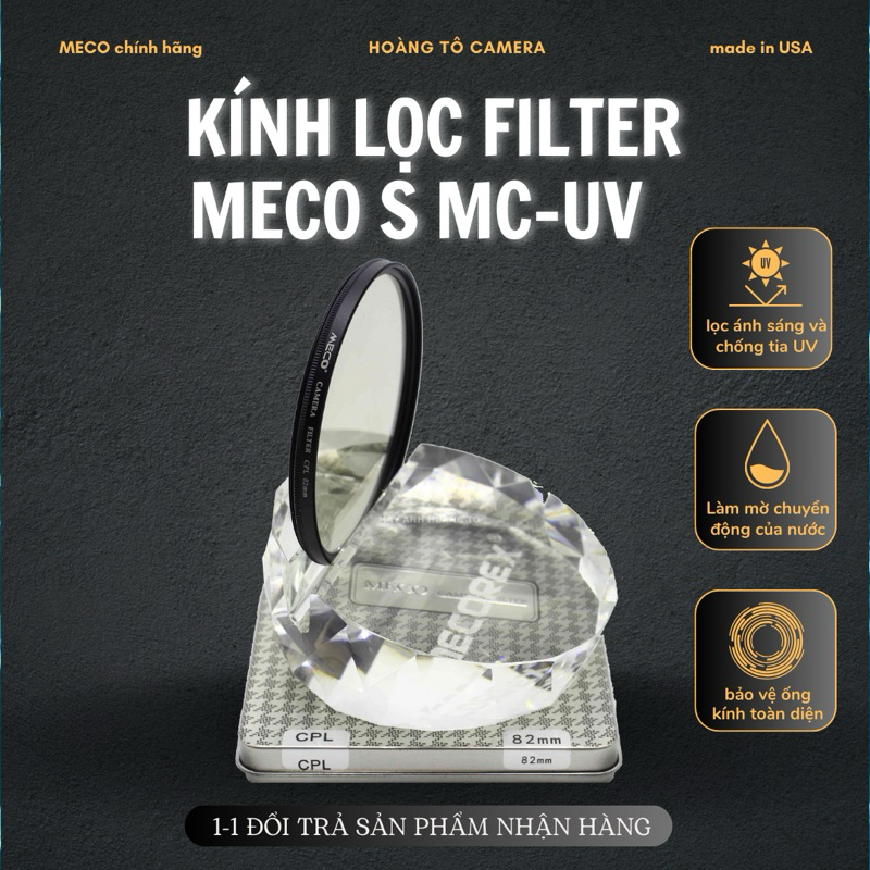 Kính lọc máy ảnh filter MECO S-MC-UV chính hãng_ bảo vệ máy ảnh toàn diện từ Mỹ