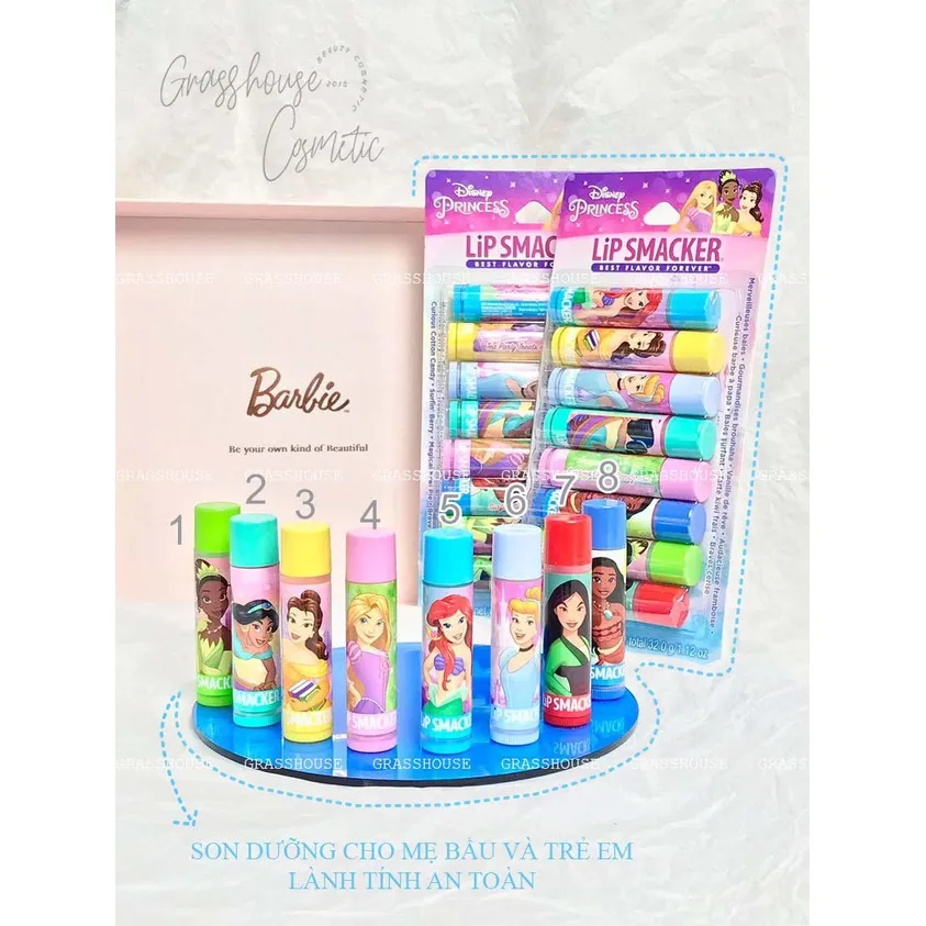 SON DƯỠNG MÔI LIP SMACKER DISNEY PRINCESS #LỌ LEM #NÀNG TIÊN CÁ #CÔNG CHÚA NGỦ TRONG RỪNG # NGƯỜI ĐẸP & QUÁI VẬT