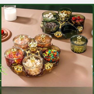 Khay Đựng Mứt Tết 5 Hũ Tròn Chất Liệu Nhựa Acrylic Cao Cấp An Toàn Sức Khỏe Hũ Đựng Bánh Kẹo Các Loại Hạt Ngày Tết 