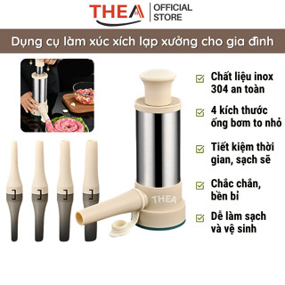 Dụng cụ nhồi làm xúc xích,lạp xưởng, máy dồn nhồi làm xúc xích tại nhà, đồ nhồi bơm làm dồi bằng tay bằng inox 304 -THEA