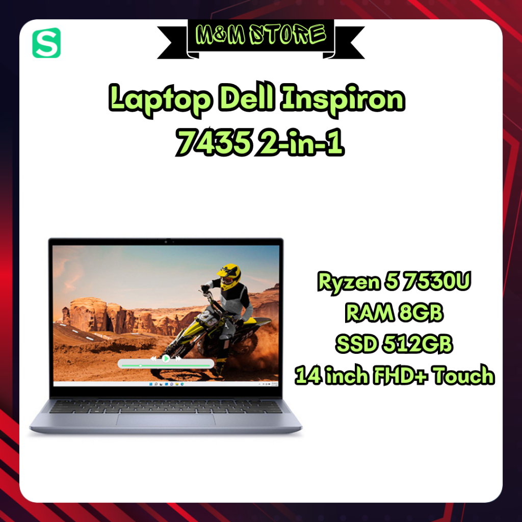 Máy tính Laptop Dell Inspiron 7435 2-in-1 Ryzen 5 7530U RAM 8GB SSD 512GB 14 inch FHD+ Touch Windows