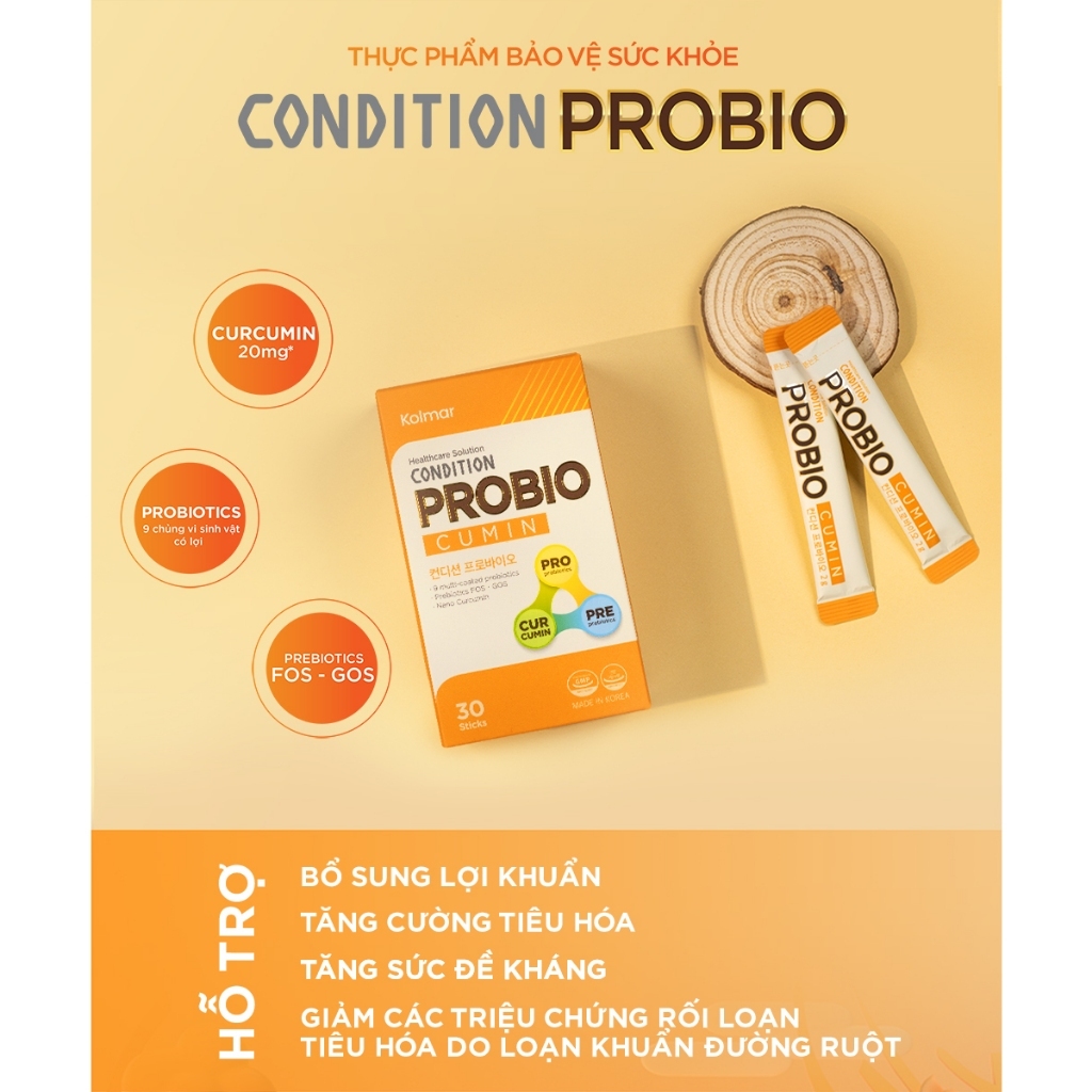 Men tiêu hoá Hàn Quốc bổ sung lợi khuẩn tăng cường chức năng tiêu hoá Inno.N Curcumin Nano Condition Probio 30 Gói