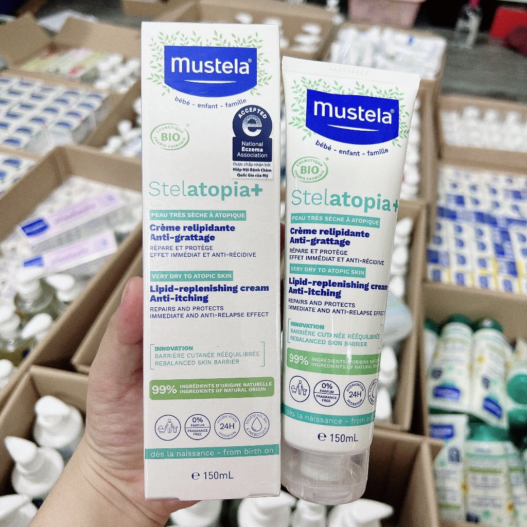 ✅Mustela Kem Dưỡng Da Mặt Và Cơ Thể Cho Trẻ Sơ Sinh & Em Bé Da Chàm Thể Tạng Mustela 150ml