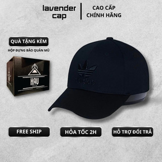 Nón kết mũ lưỡi trai Adidas đen logo thêu đen tinh tế Free size, Full hộp