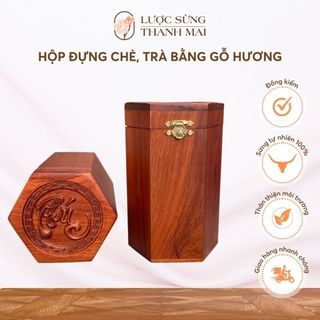 Hộp Đựng Chè, Trà Bằng Gỗ Hương Khắc Chữ Độc Đáo | LƯỢC SỪNG THANH MAI