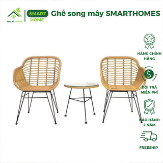 Ghế song mây SMARTHOMES mây nhựa cao cấp dùng decor ban công sân vườn quán cafe phòng khách