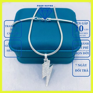 Dây chuyền bạc tia sét cao cấp bạc 925 PHJ, Combo dây lụa mặt thánh giá, versac, tia sét, gấu nhỏ
