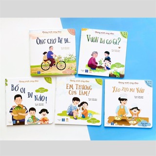 Sách Chúng Mình Cùng Nhau Xèo Xèo Mẹ Nấu - Bố Ơi Đi Nào - Ông Chở Bé Đi - Vườn Bà Có Gì - Thương Em Cún - Lionbooks