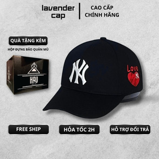 Nón kết Mũ lưỡi trai NY đen logo Love thêu tinh tế Free size