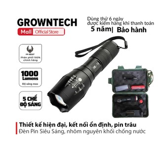  Đèn Pin Siêu Sáng T6 nhôm nguyên khối chống nước Tặng pin 18650 Sạc zoom 2000M có hộp 