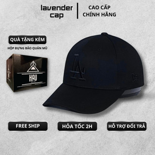 Nón kết Mũ lưỡi trai LA đen logo thêu đen tinh tế dành cho mọi lứa tuổi Free size
