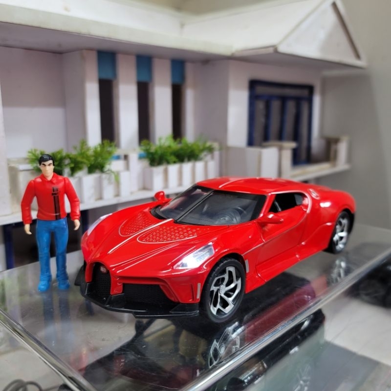 Mô hình xe Bugatti La Voiture Noire tỷ lệ 1:24 bằng kim loại tặng mô hình nhân vật