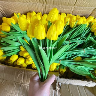 Combo 10 bông hoa Tulip giả bằng cao su PU hàng loại 1 cắm lọ decor phòng trang trí nhà cửa tuyệt đẹp (Ảnh thật 100%)