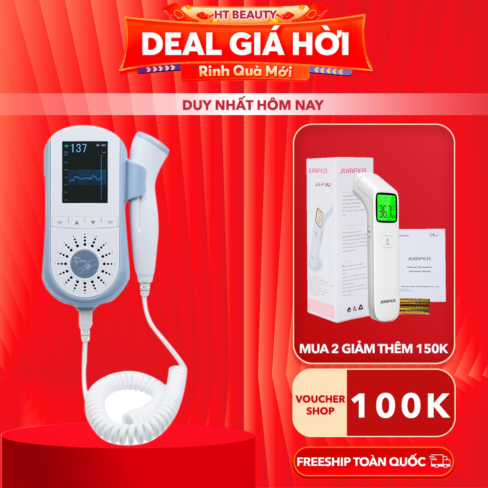 Máy đo tim thai cá nhân Jumper JPD-100B HTBeauty(100E, 100S, 100S9) đầu dò độ nhạy cao, cảm biến báo nhịp tim bất thường