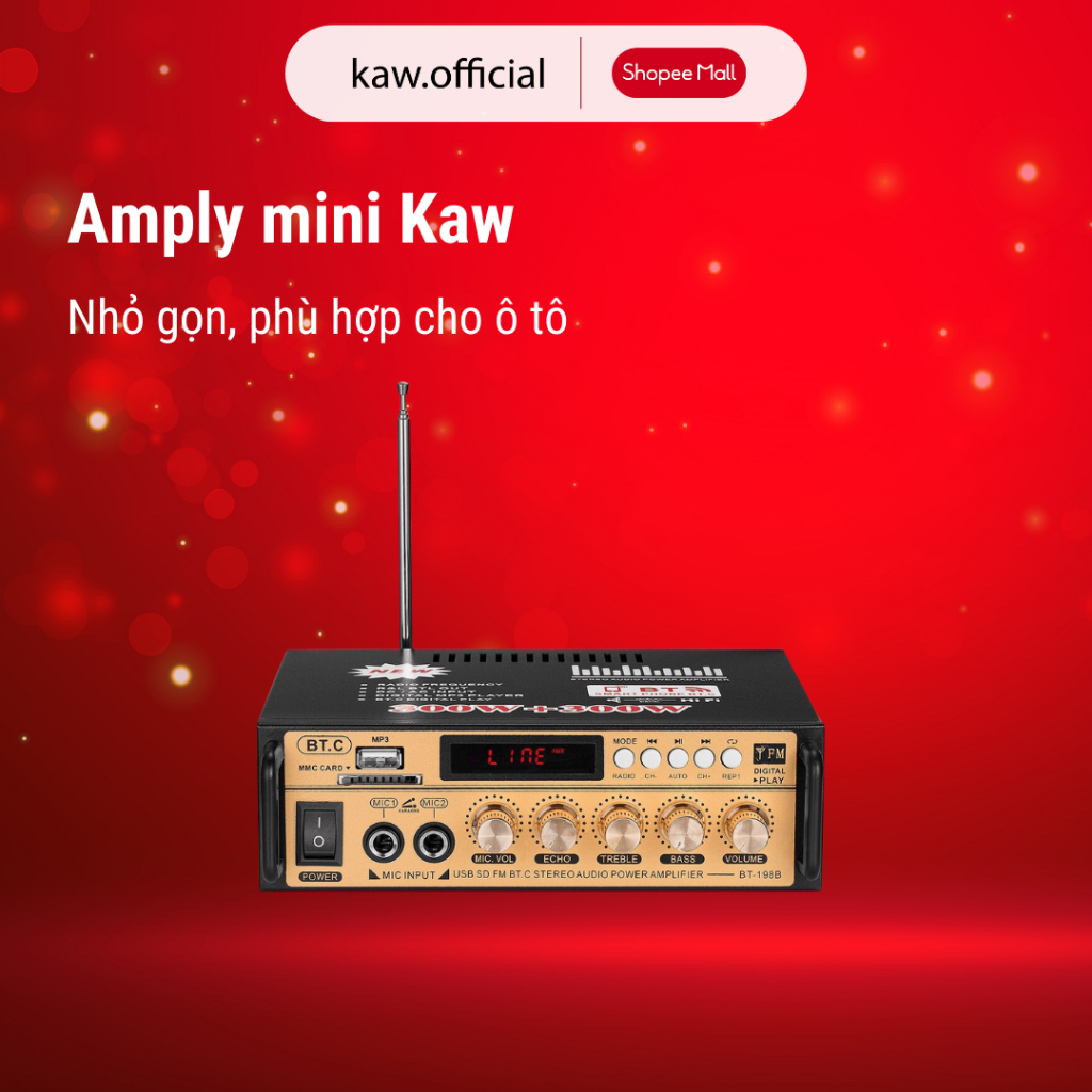 Amply mini karaoke KAW KAL-800 Hỗ Trợ Bluetooth 5.0 Đa Chức Năng Kết Nối Nhiều Thiết Bị