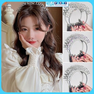 Bờm đính đá happy birthday, bờm cài tóc chữ happy birthday phụ kiện chụp hình sinh nhật sang chảnh