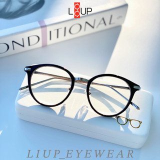 Gọng kính cận nam nữ mắt tròn kim loại phối nhựa cao cấp Liupeyewear LU9605