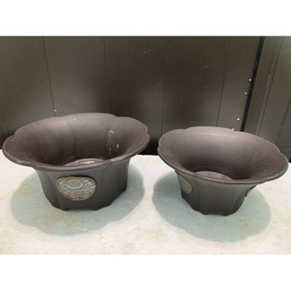 Cặp chậu tròn loe miệng 2 size gốm bát tràng