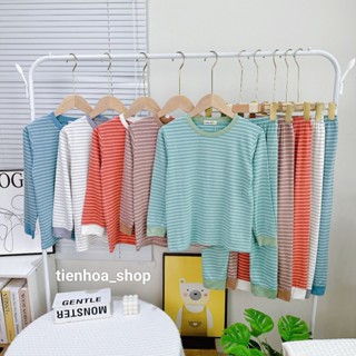 [Bé 9-36kg] Bộ Dài tay thun lạnh sọc dệt mềm mịn mát cho bé trai bé gái mặc ngủ đi học