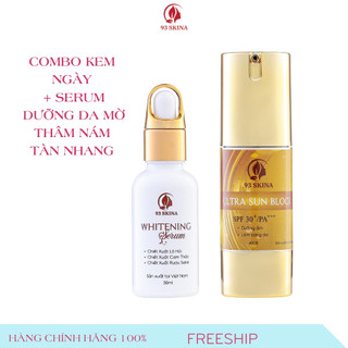 COMBO SERUM kích trắng da mặt + Kem face dưỡng da trắng sáng mờ thâm nám tàn nhang dưỡng ẩm 93skina