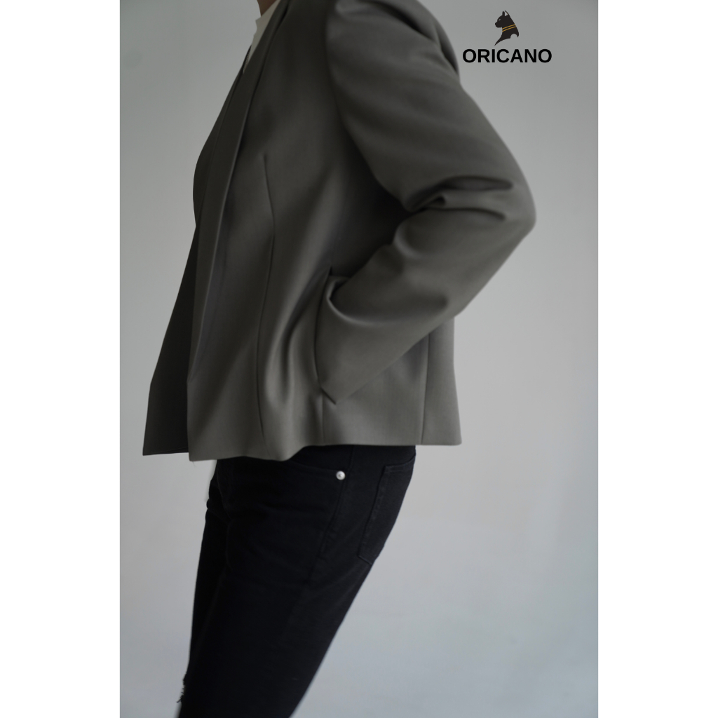 Áo Khoác Blazer Nam ORICANO Form Rộng Dài Tay, Vest Nam Hàn Quốc Độn Vai Đứng Form Unisex Basic Chất Flannel Hàn Cao Cấp