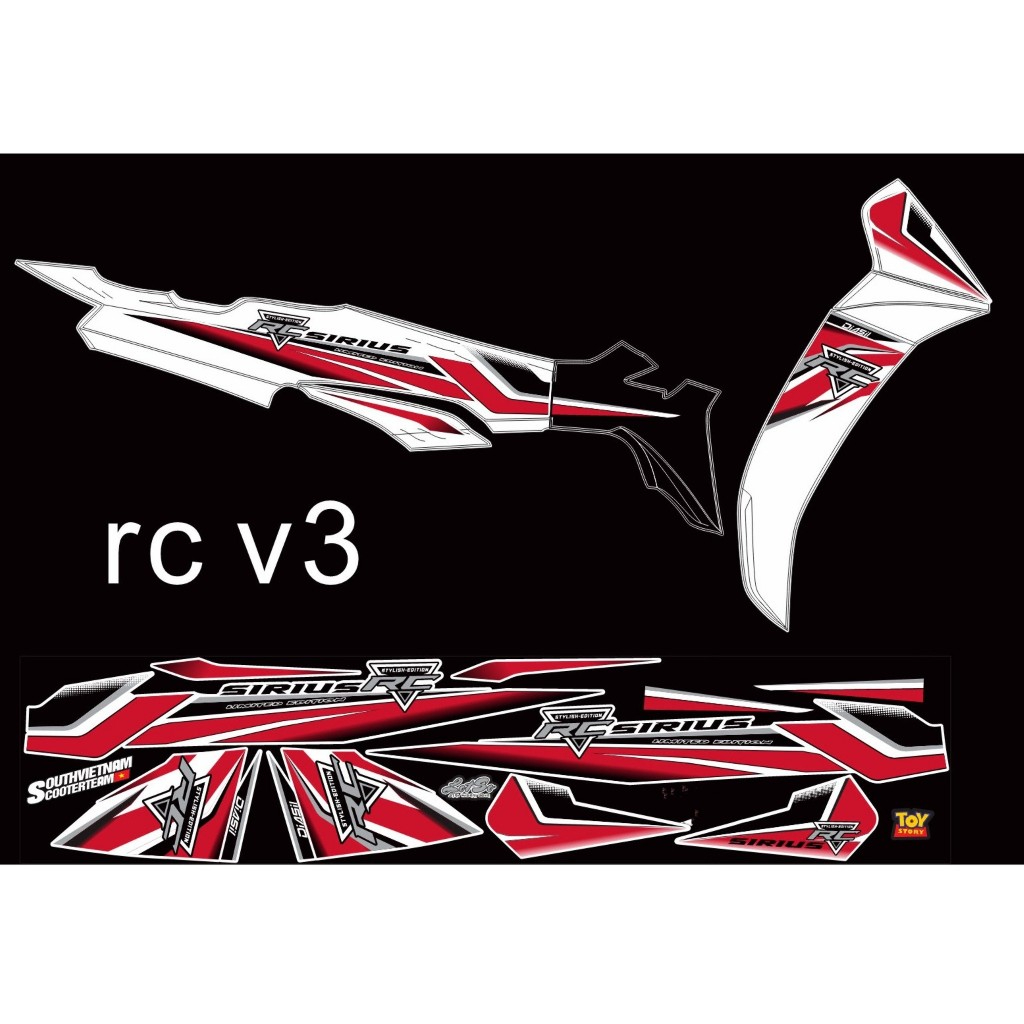 tem mới RC v3 dán xe sirius 50 - 110