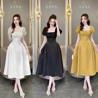 ĐẦM NỮ THIẾT KẾ ĐƠN GIẢN XẾP LI NGỰC CHẤT LỤA CAT DÁNG XÒE DÀI ( CÓ LÓT, MÚT NGỰC )