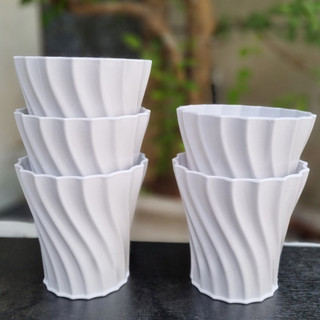 Chậu nhựa kiểu khía xoắn mini trồng sen đá, chậu để bàn