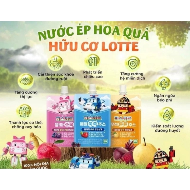 Nước Dinh Dưỡng Lotte Từ Hoa Quả Và Rau Củ Organic Giúp Bé Phát Triển