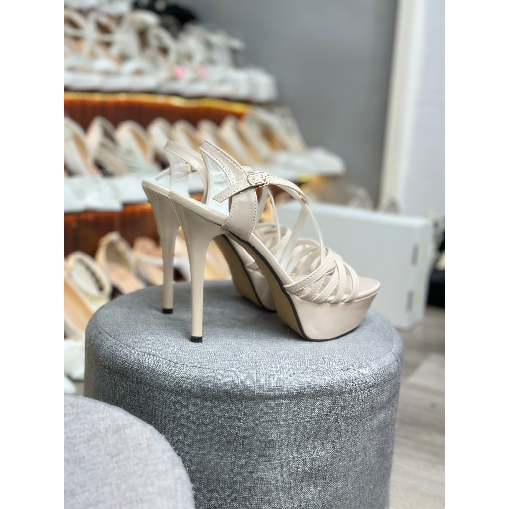 Giày cao gót HOA HẬU đế đúp 13 phân _6 dây chéo _HÀNG CAO CẤP PY SHOP