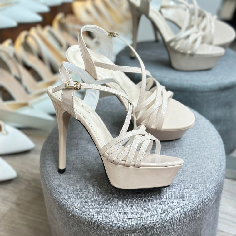 Giày cao gót HOA HẬU đế đúp 13 phân _6 dây chéo _HÀNG CAO CẤP PY SHOP